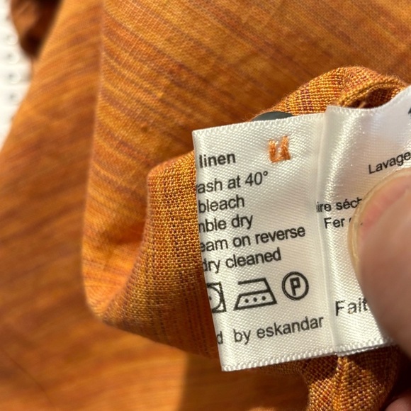 ESKANDAR Sz  1 (vanity) Dress Tunic Mao Collar Patch Pockets 100% Linen Unlined - Picture 9 of 9